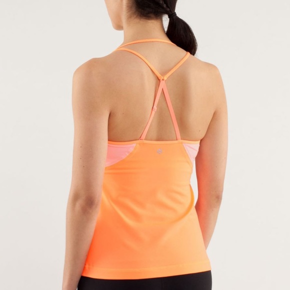 Lululemon Surya Tank Bleached Coral / Pop Orange 8 GUC with pad inserts! - Picture 4 of 4